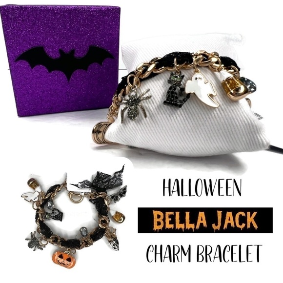 Bella Jack Halloween Charm Bracelet Jewelry Pumpkin Lace Bat Ghost in Box NWT - Picture 1 of 3